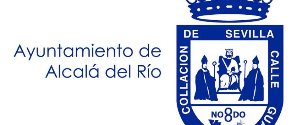 Escudo simplificado azul y blanco con texto a la izquierda
