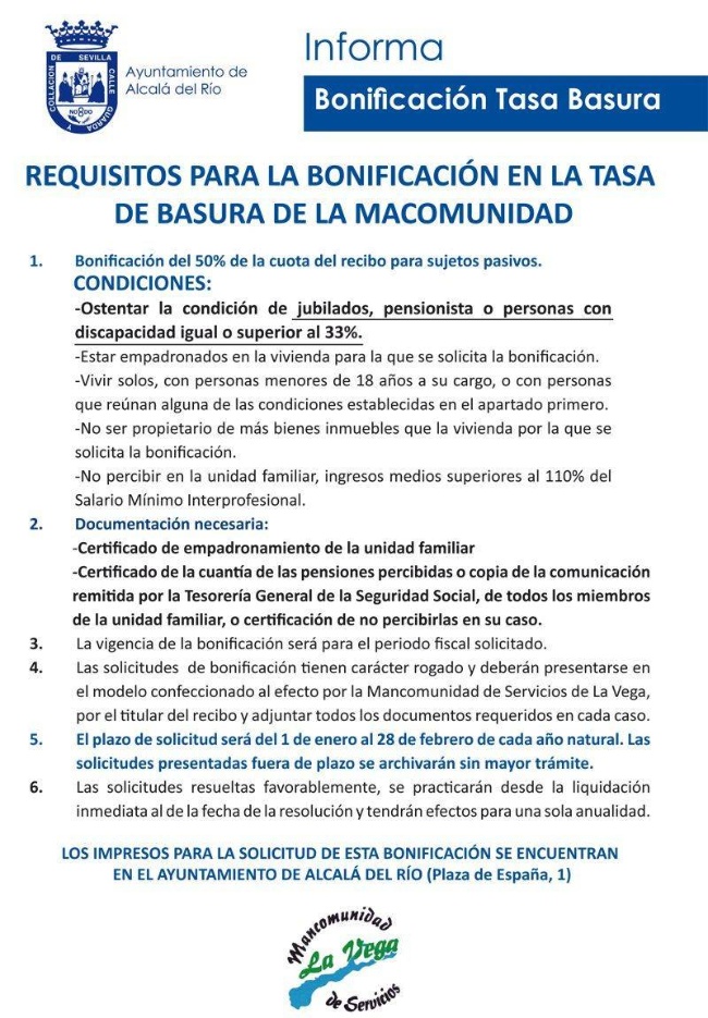 Cartel Bono Tasa Basuras