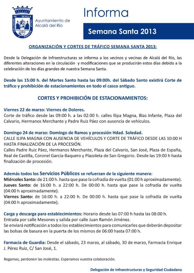 Horarios de Semana Santa 2013