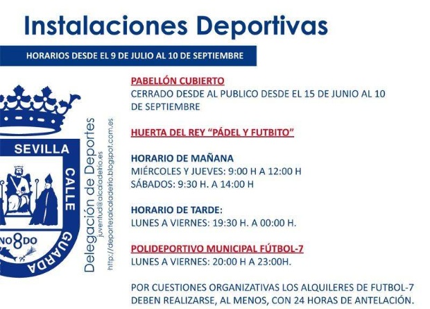 Horrarios Instalaciones Deportivas Verano