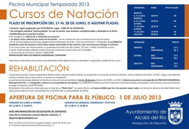 Presentación Cursos Natación 2013