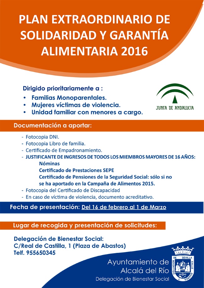 Cartel Plan Garantía Alimentaria 2016