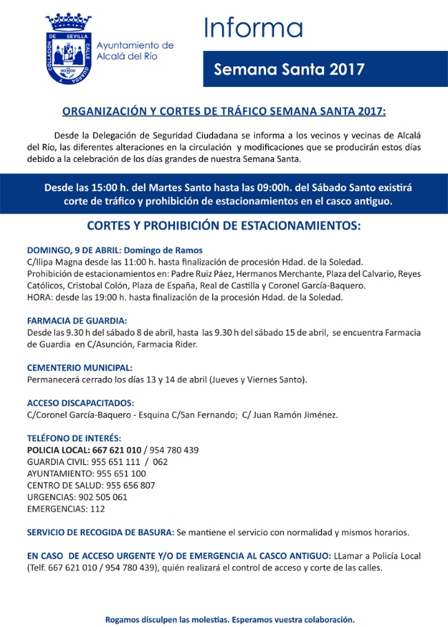 Horarios de Semana Santa 2017