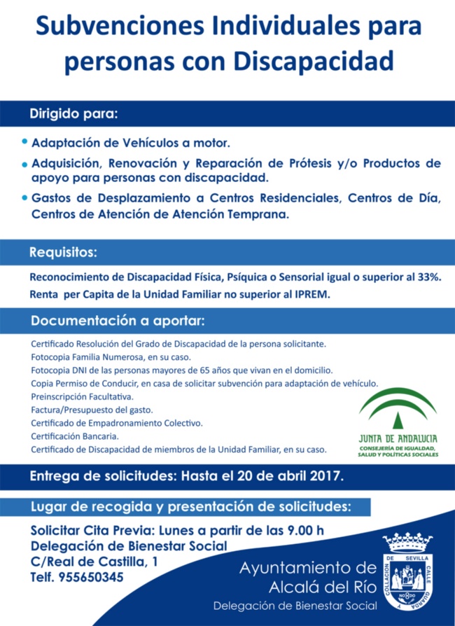 Subvención Discapacitados