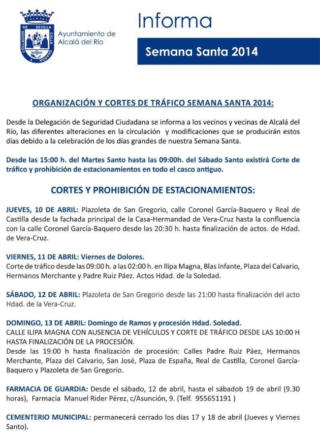 Horarios de Semana Santa 2014