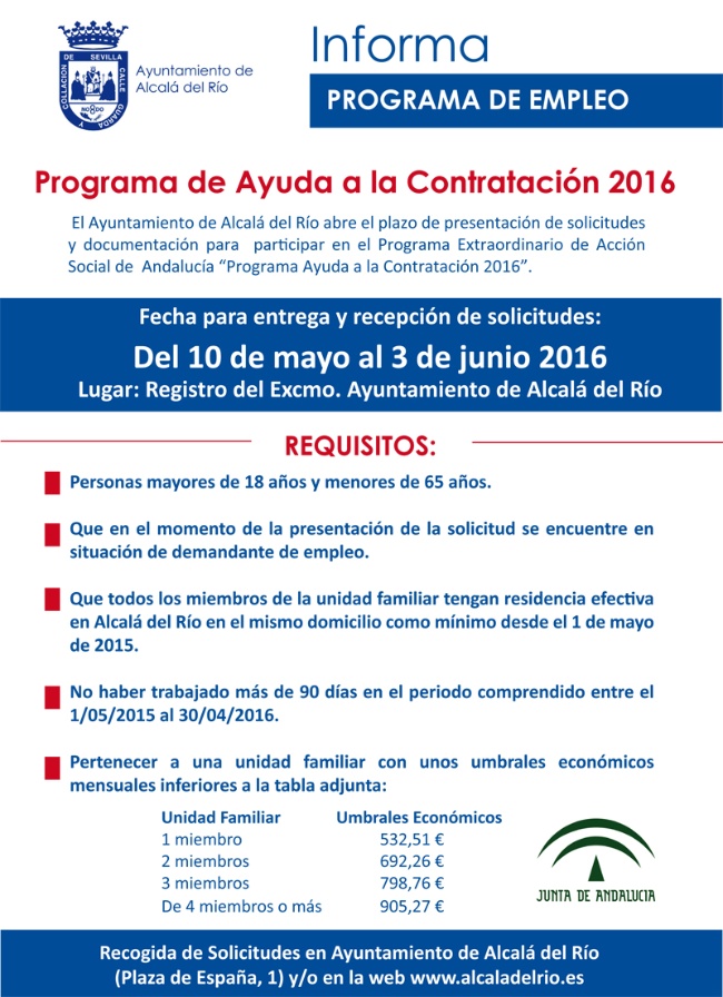 PROGRAMA AYUDA A LA CONTRATACIÓN 2016