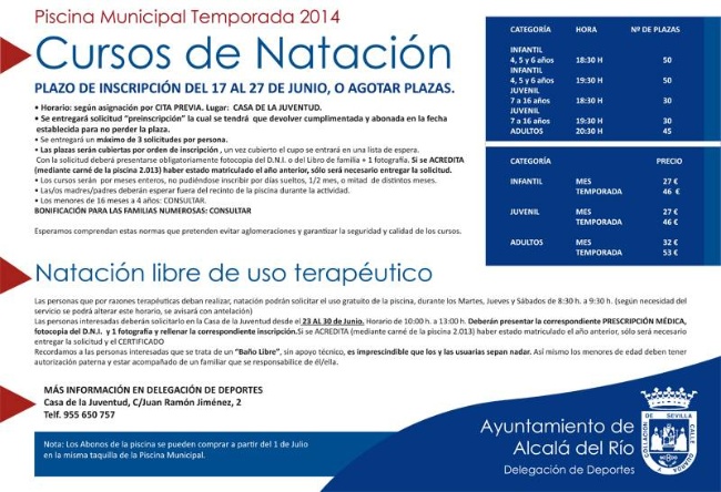 Presentación Cursos Natación 2014