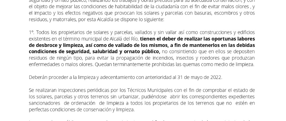 Ayuntamiento de Alcalá del Rí BAODO DE ALCALDÍA D. ANTONIO CAMPOS RUIZ, ALCALDE-PRESIDENTE DEL AYTO. DE ALCALÁ DEL RÍO HACE SABER Que en aplicación de la Ley 71985, de 2 de abril, reguladora de las Bases de R (1)