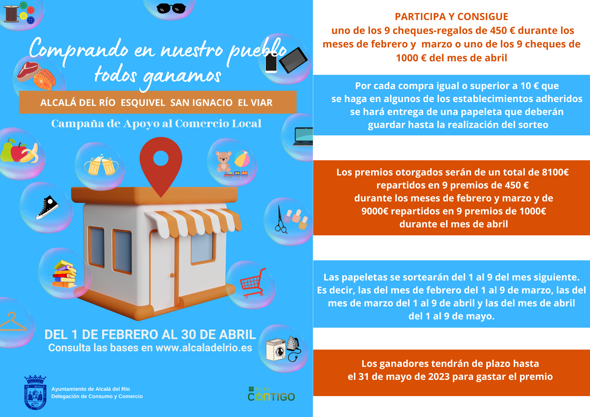 Participa y consigue uno de los 9 cheques-regalos de 450 ¿ durante los meses de febrero y marzo o uno de los 9 cheques de 1000 ¿ del mes de abril