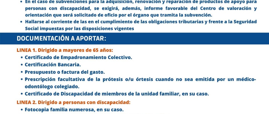 Subvenciones individuales para personas con discapacidad y para mayores de 65 años